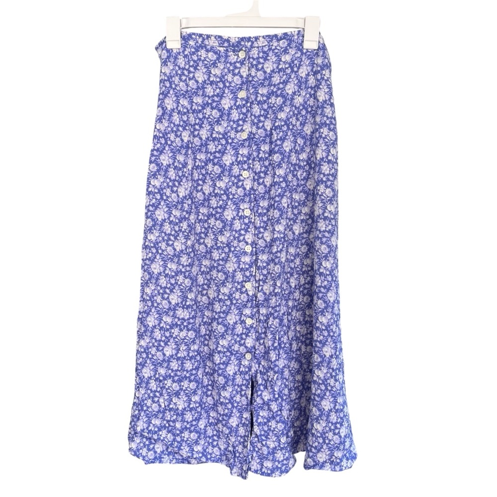 L.L. Bean Blue Floral A-Line maxi
